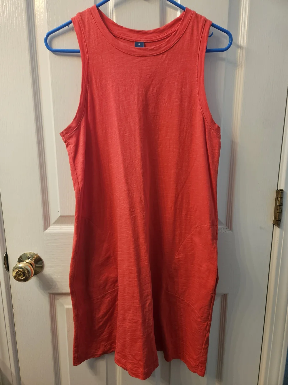 🎉 3 Items/$15 🎉 Old Navy Coral-Red Sleeveless Midi Shift Dress w/ Pockets!